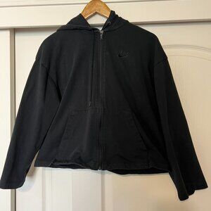 NIKE - Womens Black Zip Up Hoodie Jacket - Cropped With Flared Sleeves - Size M